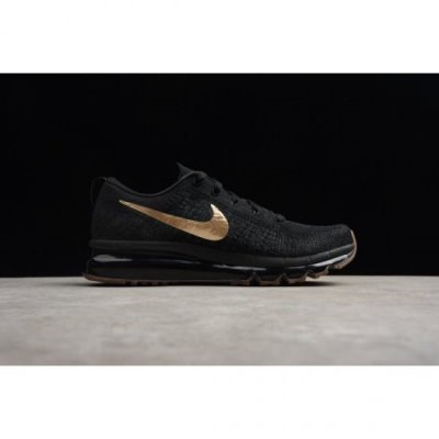 Nike Erkek Flyknit Air Max Siyah / Altın Koşu Ayakkabısı Türkiye - 4OGTQS64